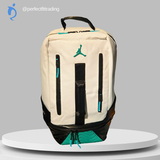 Branded Jumpman Elite Sports Backpack – White & Teal
